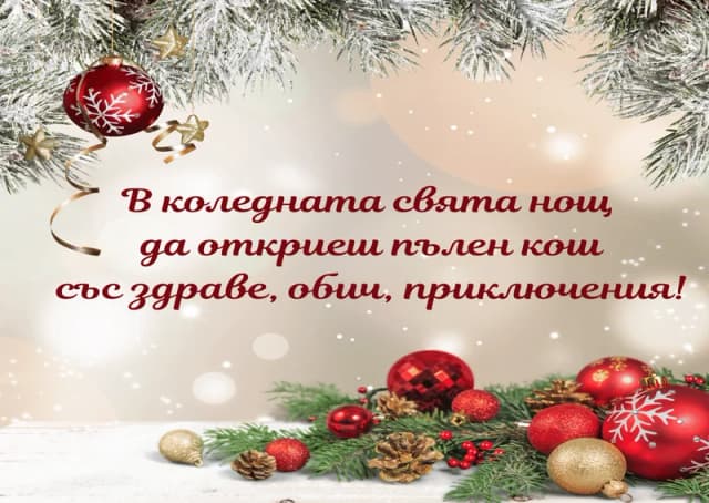 Коледна картичка – В Коледната свята нощ