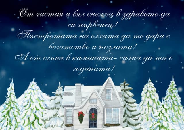 Коледна картичка – От чистия и бял снежец