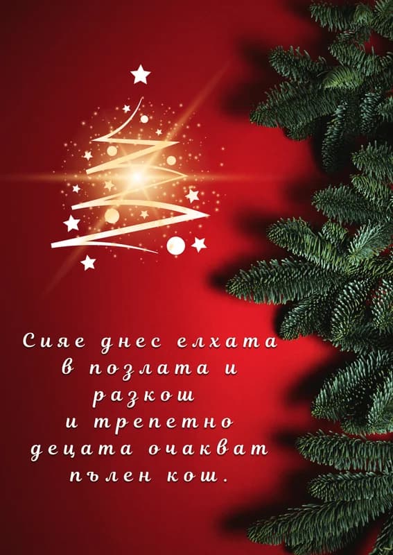 Коледна картичка – На Коледа трепетно децата очакват пълен кош